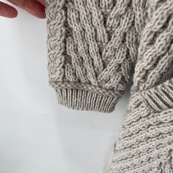 Aran Crafts Cardigan Sweater Women Ireland Merino Wool Neutral LONG Edge to Edge - Picture 6 of 16